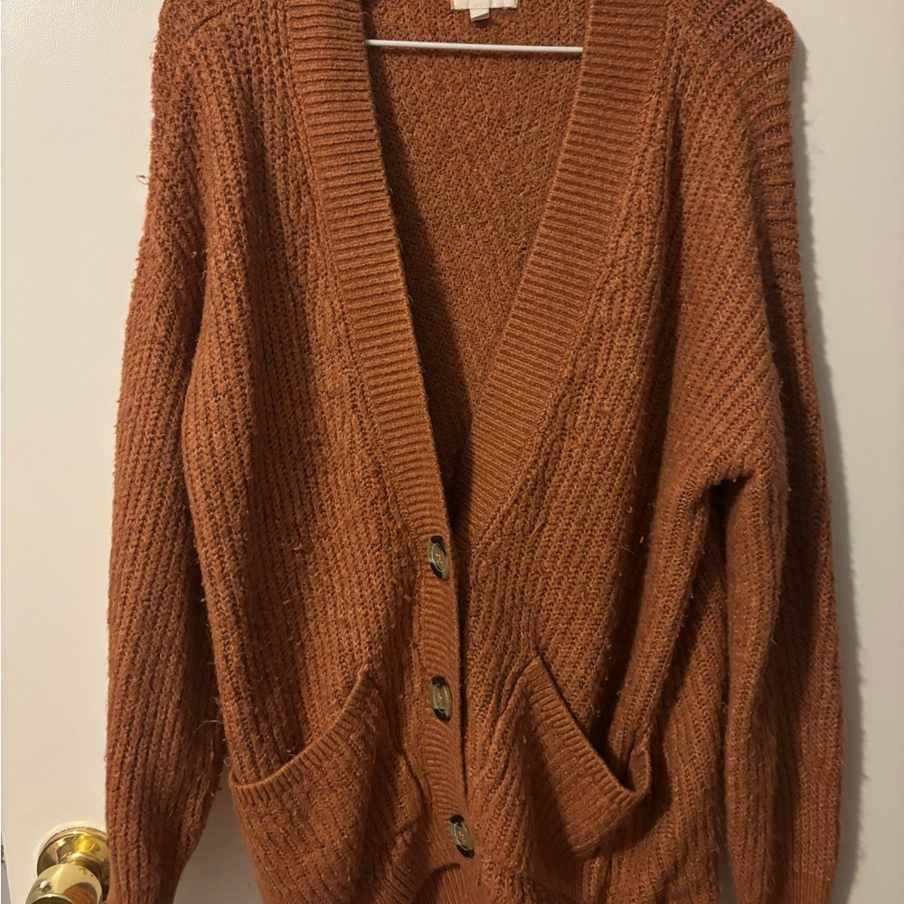 SO Women's Rust Baggy Cardigan Cottage Core Girly Sweater
